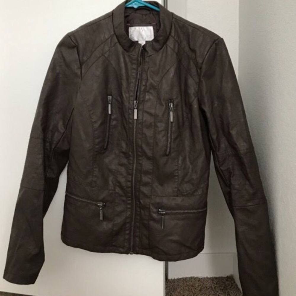 Brown faux leather jacket